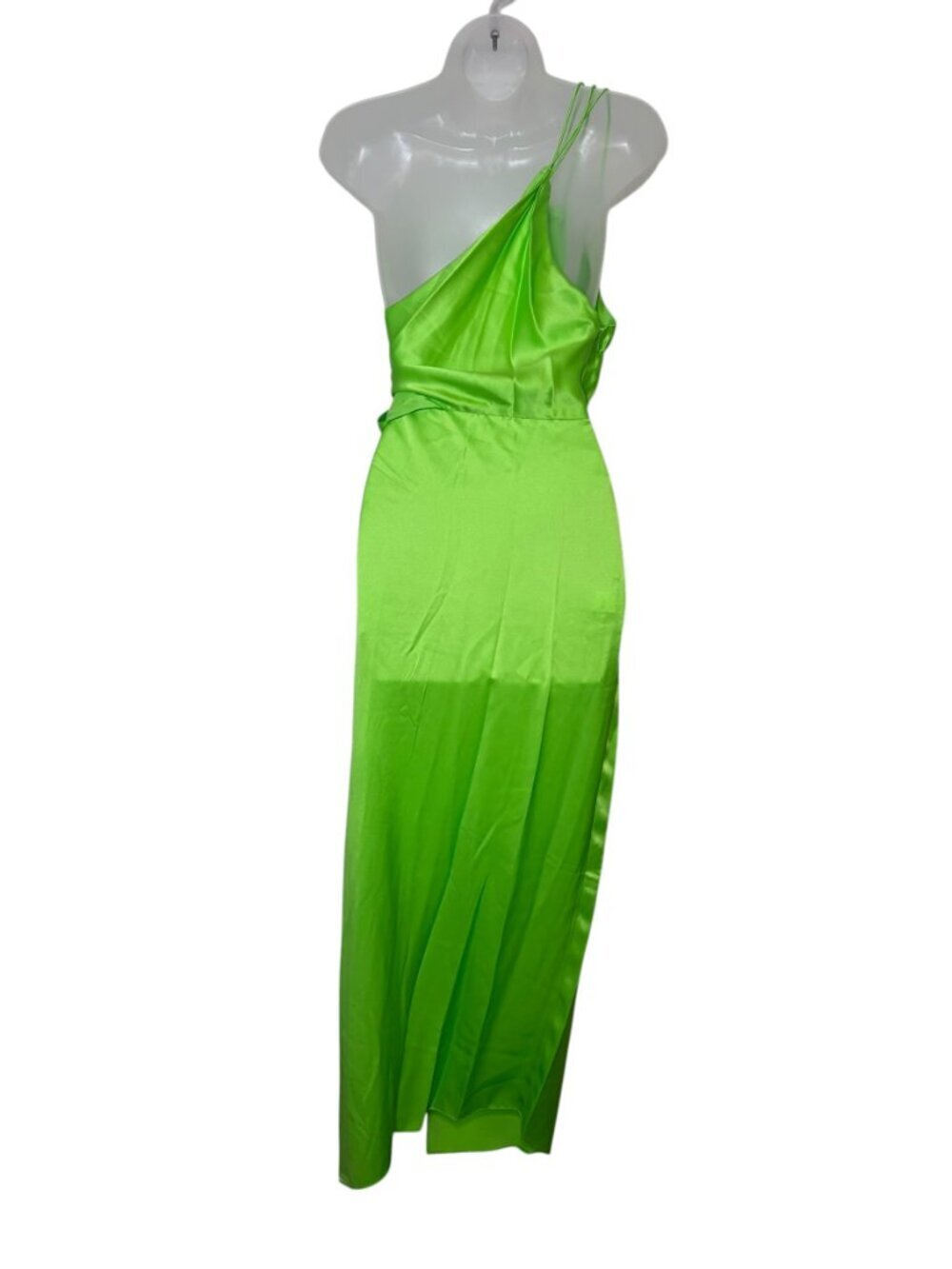 The Sei Silk Knot Dress Parakeet Green One Shoulder NWT Size 10 - Picture 4 of 9